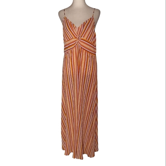 MNG Mango Vibrant Striped Twist Front Flowy Maxi Dress Size 8 NWT - Picture 8 of 10